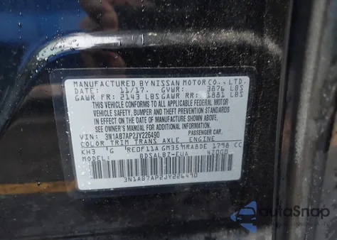 2018 Nissan Sentra S z USA, uszkodzony, nr VIN 3N1AB7AP2JY226490